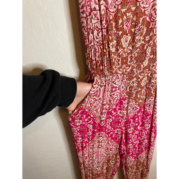 Show Me Your Mumu | Pink & Brown Beatrice Playsuit in Murocco Cloud Size Medium - Picture 7 of 7